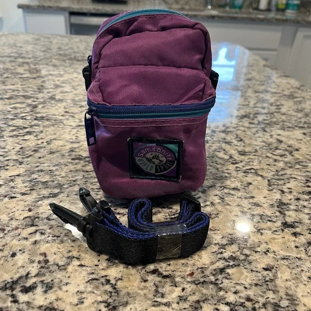 Vintage Retro 80's 90's Samsonite World Sport Padded Camera Bag Model Purple